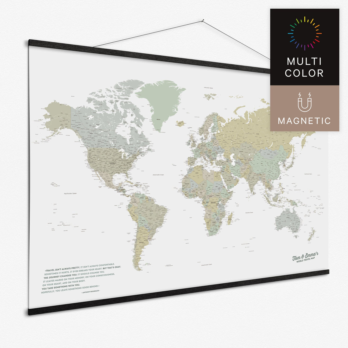 Magentische Weltkarte in Multicolor Sage als Magnet-Poster kaufen