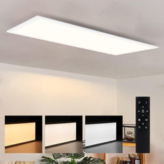 Deckenlampe LED Deckenleuchte Flach - Dimmbar Wohnzimmer Schlafzimmer Küche Panel Wohnzimmerlampe Groß 48W 120 * 30CM Küchenlampe Flur Lang Rechteckig Deckenpanel Büro mit Fernbedienung