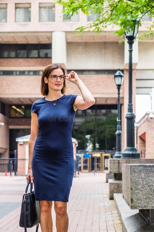 Pretty Teacher Wearing Short Dress Stock Photos
