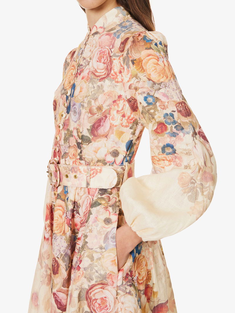 ZIMMERMANN Luminosity Floral Linen Midi Dress